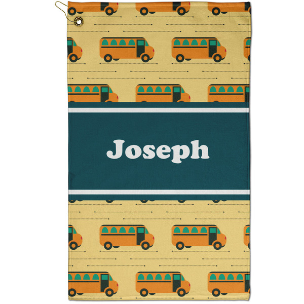 Custom School Bus Golf Towel - Poly-Cotton Blend - Small w/ Name or Text