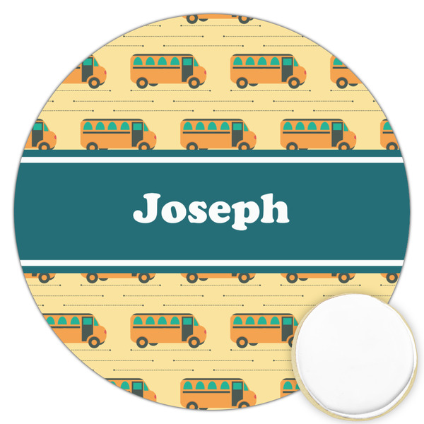 Custom School Bus Printed Cookie Topper - 3.25" (Personalized)