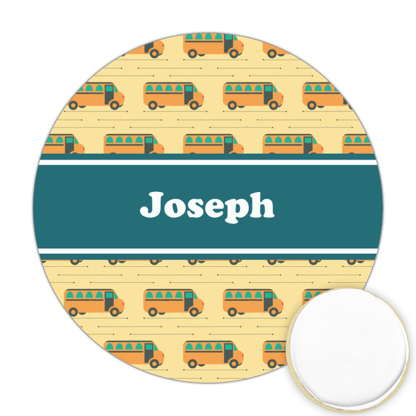 Custom School Bus Printed Cookie Topper - Round (Personalized)