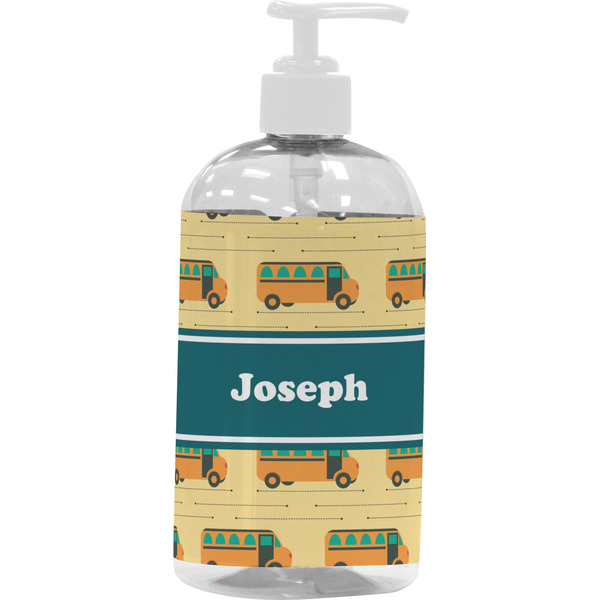 Custom School Bus Plastic Soap / Lotion Dispenser (16 oz - Large - White) (Personalized)