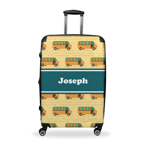 Custom School Bus Suitcase - 28" Large - Checked w/ Name or Text