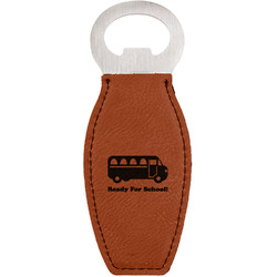 School Bus Leatherette Bottle Opener - Double Sided (Personalized)