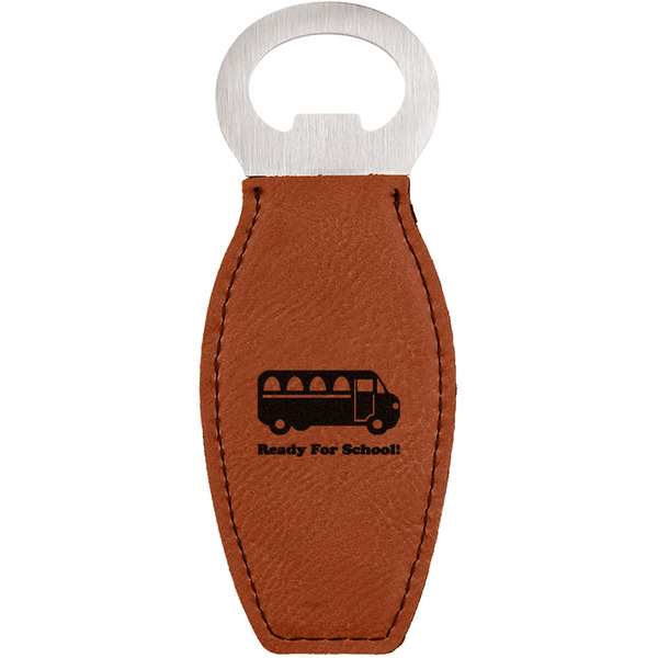 Custom School Bus Leatherette Bottle Opener (Personalized)