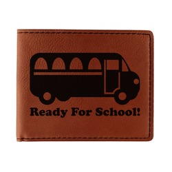 School Bus Leatherette Bifold Wallet - Double Sided (Personalized)