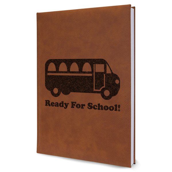 Custom School Bus Leather Sketchbook - Large - Double Sided (Personalized)