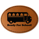 School Bus Faux Leather Iron On Patch - Oval (Personalized)