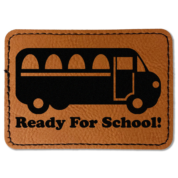 Custom School Bus Faux Leather Iron On Patch - Rectangle (Personalized)