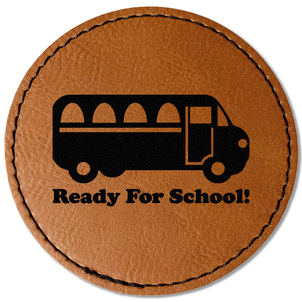 Custom School Bus Faux Leather Iron On Patch - Round (Personalized)