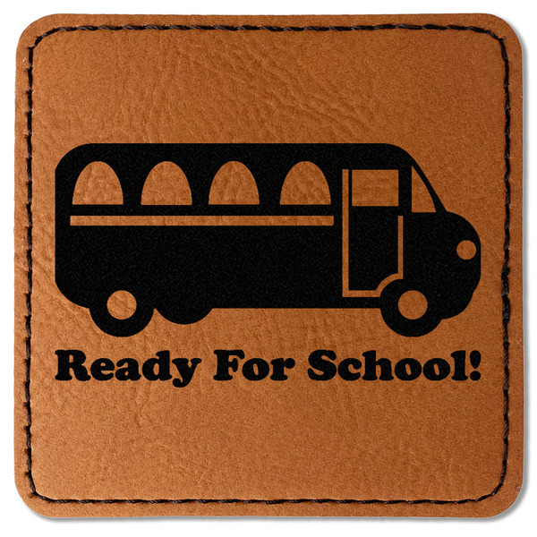 Custom School Bus Faux Leather Iron On Patch - Square (Personalized)