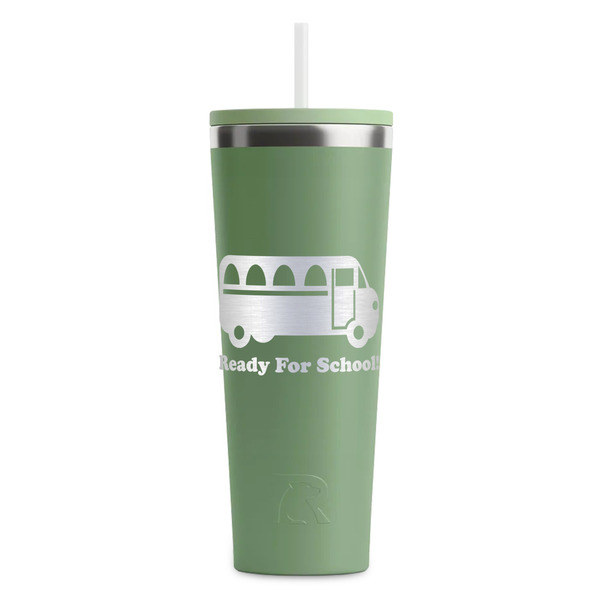 Custom School Bus RTIC Everyday Tumbler with Straw - 28oz - Light Green - Single-Sided (Personalized)