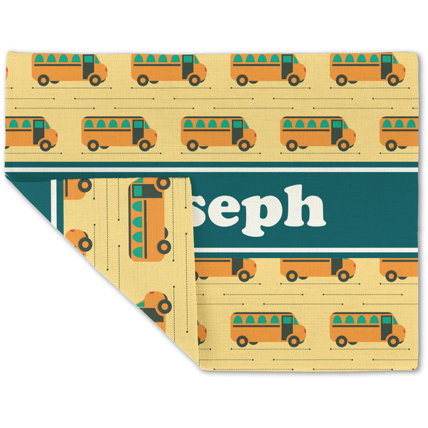 Custom School Bus Double-Sided Linen Placemat - Single w/ Name or Text