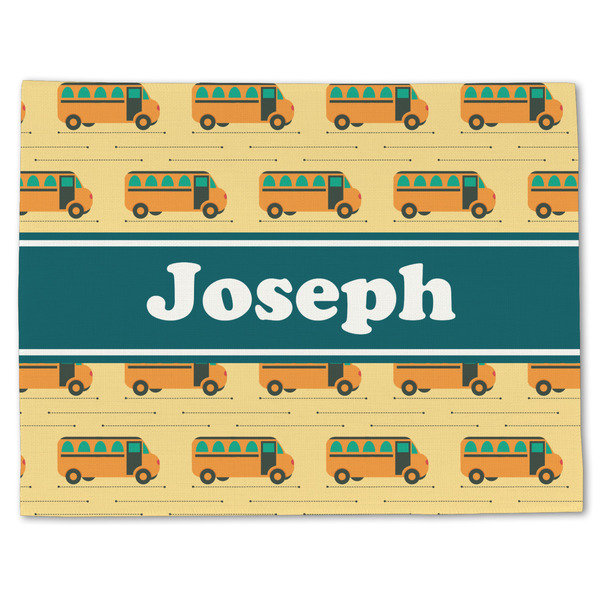 Custom School Bus Single-Sided Linen Placemat - Single w/ Name or Text