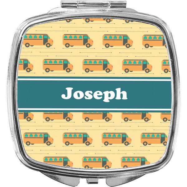 Custom School Bus Compact Makeup Mirror (Personalized)