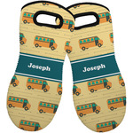 School Bus Neoprene Oven Mitts - Set of 2 w/ Name or Text