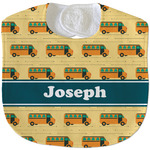 School Bus Velour Baby Bib w/ Name or Text