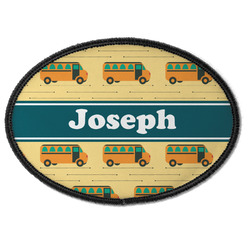 School Bus Iron On Oval Patch w/ Name or Text