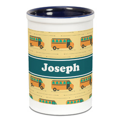 School Bus Ceramic Pencil Holders - Blue