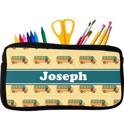 School Bus Neoprene Pencil Case - Small w/ Name or Text