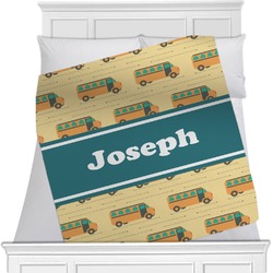 School Bus Minky Blanket - Toddler / Throw - 60"x50" - Double Sided (Personalized)