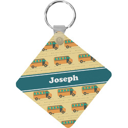 School Bus Diamond Plastic Keychain w/ Name or Text