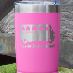 School Bus 20 oz Stainless Steel Tumbler - Pink - Double Sided (Personalized)