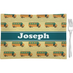 School Bus Glass Rectangular Appetizer / Dessert Plate (Personalized)