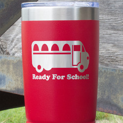 School Bus 20 oz Stainless Steel Tumbler - Red - Double Sided (Personalized)