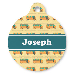 School Bus Round Pet ID Tag - Large (Personalized)