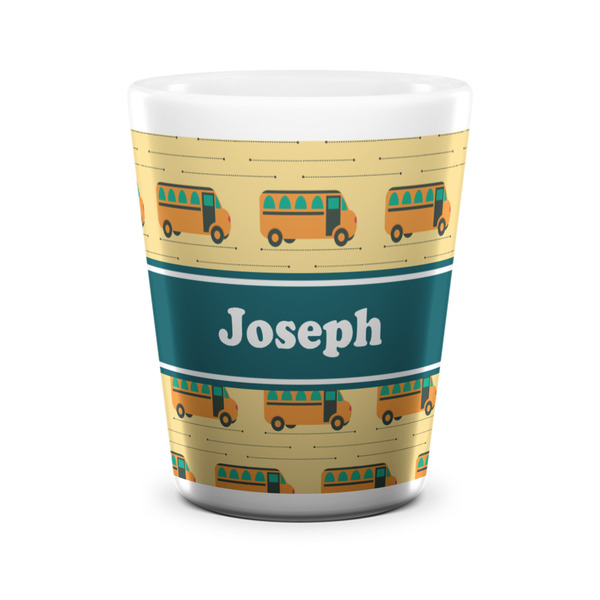 Custom School Bus Ceramic Shot Glass - 1.5 oz - White - Single (Personalized)