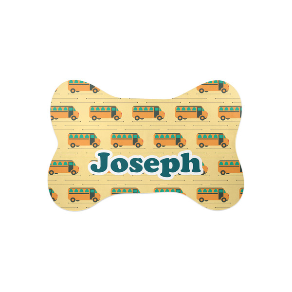 Custom School Bus Bone Shaped Dog Food Mat (Small) (Personalized)