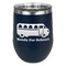 School Bus Stainless Wine Tumblers - Navy - Double Sided - Front