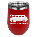 School Bus Stemless Stainless Steel Wine Tumbler - Red - Double Sided (Personalized)