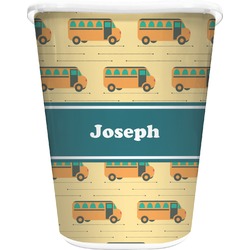 School Bus Waste Basket - Double Sided (White) (Personalized)