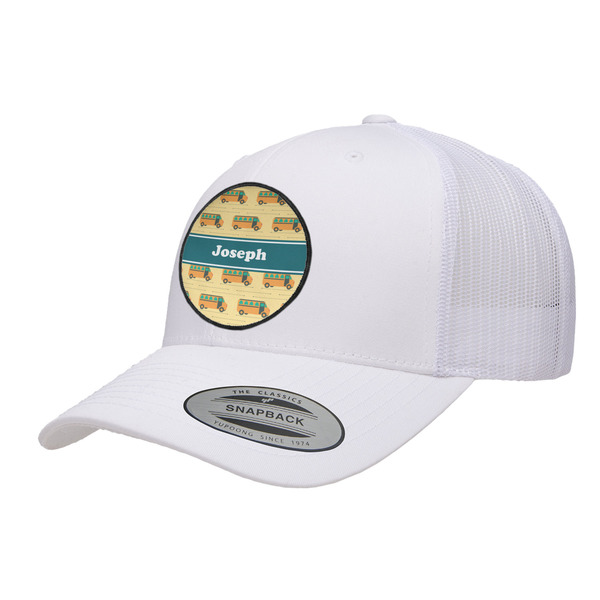 Custom School Bus Trucker Hat - White (Personalized)