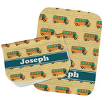 School Bus Burp Cloths - Fleece - Set of 2 w/ Name or Text