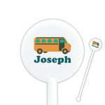 School Bus 5.5" Round Plastic Stir Sticks - White - Double Sided (Personalized)