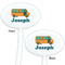 School Bus White Plastic 7" Stir Stick - Double Sided - Oval - Front & Back