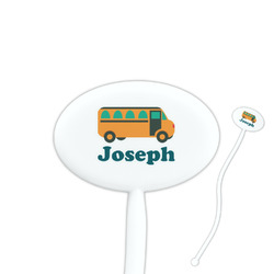 School Bus 7" Oval Plastic Stir Sticks - White - Single Sided (Personalized)