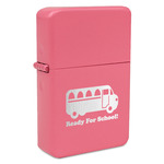 School Bus Windproof Lighter - Pink - Single Sided & Lid Engraved (Personalized)