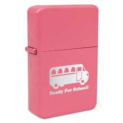 School Bus Windproof Lighter - Pink - Single Sided & Lid Engraved (Personalized)
