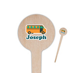 School Bus 4" Round Wooden Food Picks - Double Sided (Personalized)