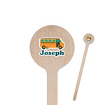 School Bus 6" Round Wooden Stir Sticks - Double Sided (Personalized)
