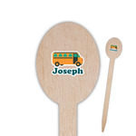 School Bus Oval Wooden Food Picks - Single Sided (Personalized)