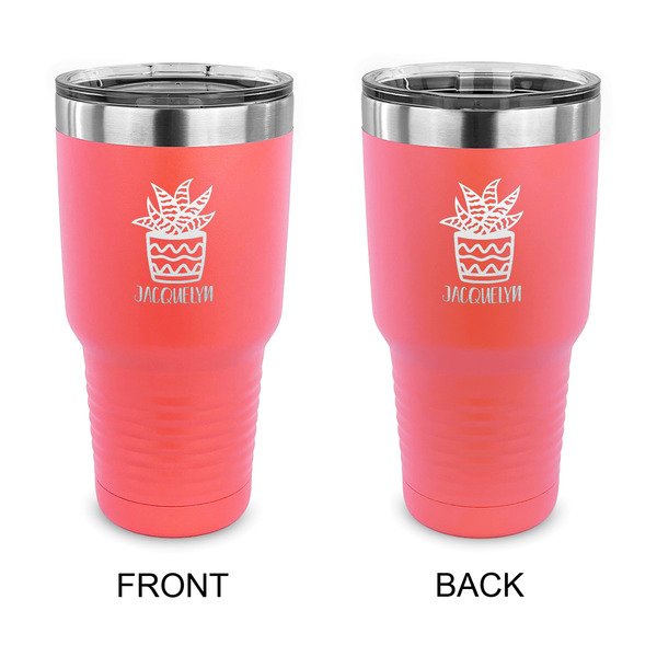 Custom Cactus 30 oz Stainless Steel Tumbler - Coral - Double Sided (Personalized)