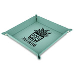 Cactus Faux Leather Dice Tray - 9" x 9"  - Teal (Personalized)