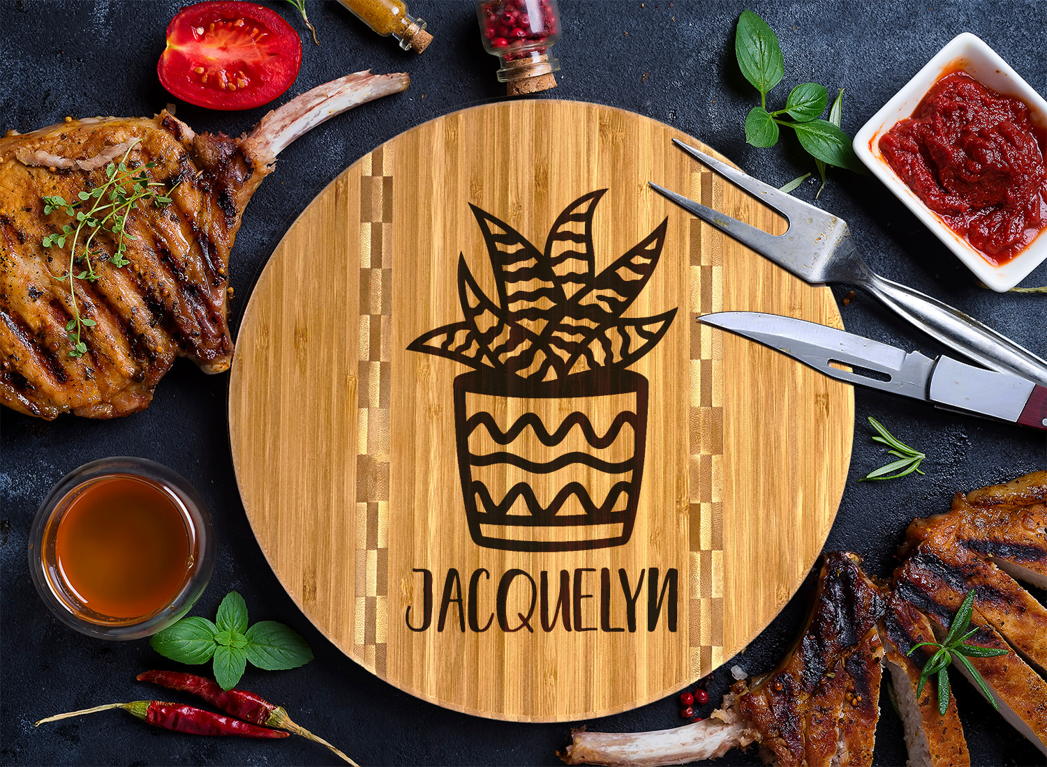 Personalized Dishwasher Safe Bamboo Carving Board 