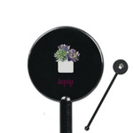 Cactus 5.5" Round Plastic Stir Sticks - Black - Double Sided (Personalized)