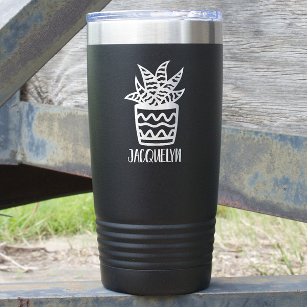 Custom Cactus 20 oz Stainless Steel Tumbler - Black - Double Sided (Personalized)