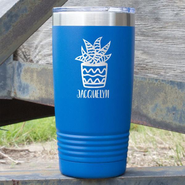 Custom Cactus 20 oz Stainless Steel Tumbler - Royal Blue - Double Sided (Personalized)