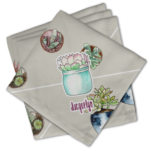 Custom Cactus Cloth Cocktail Napkins - Set of 4 w/ Name or Text